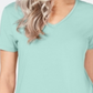 JM Collection Top feminino com decote em V e costas em treliça, azul, tamanho extragrande