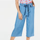 Calça cropped feminina Maison Jules com amarração e amarração, azul, tamanho X-S