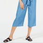 Calça cropped feminina Maison Jules com amarração e amarração, azul, tamanho X-S