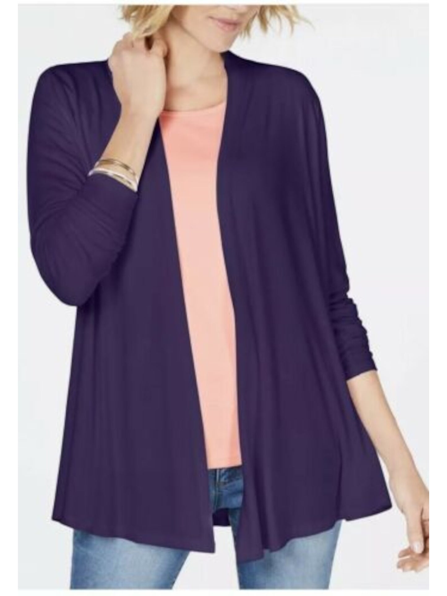 Karen Scott Cardigan Feminino Manga Longa Aberto Azul Tamanho X-G