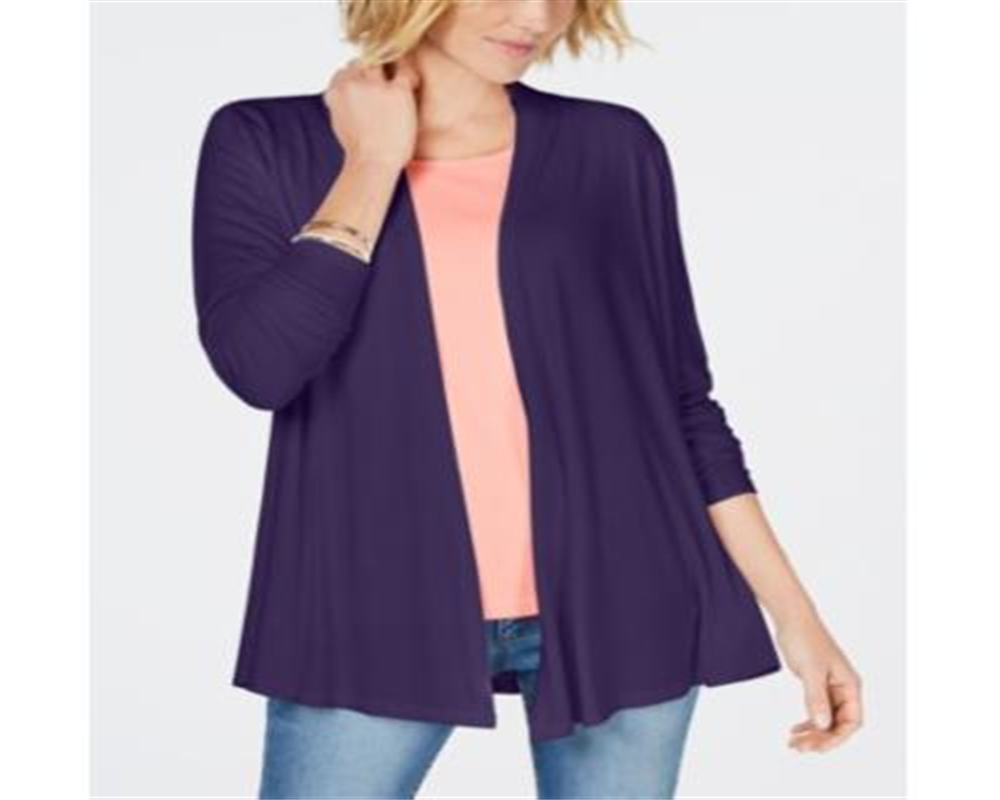 Karen Scott Cardigan Feminino Manga Longa Aberto Azul Tamanho X-G