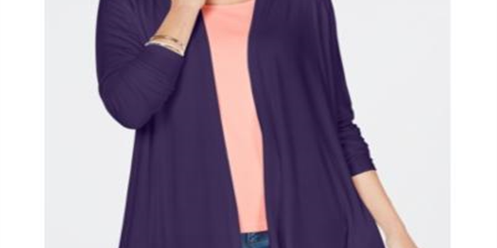 Karen Scott Cardigan Feminino Manga Longa Aberto Azul Tamanho X-G