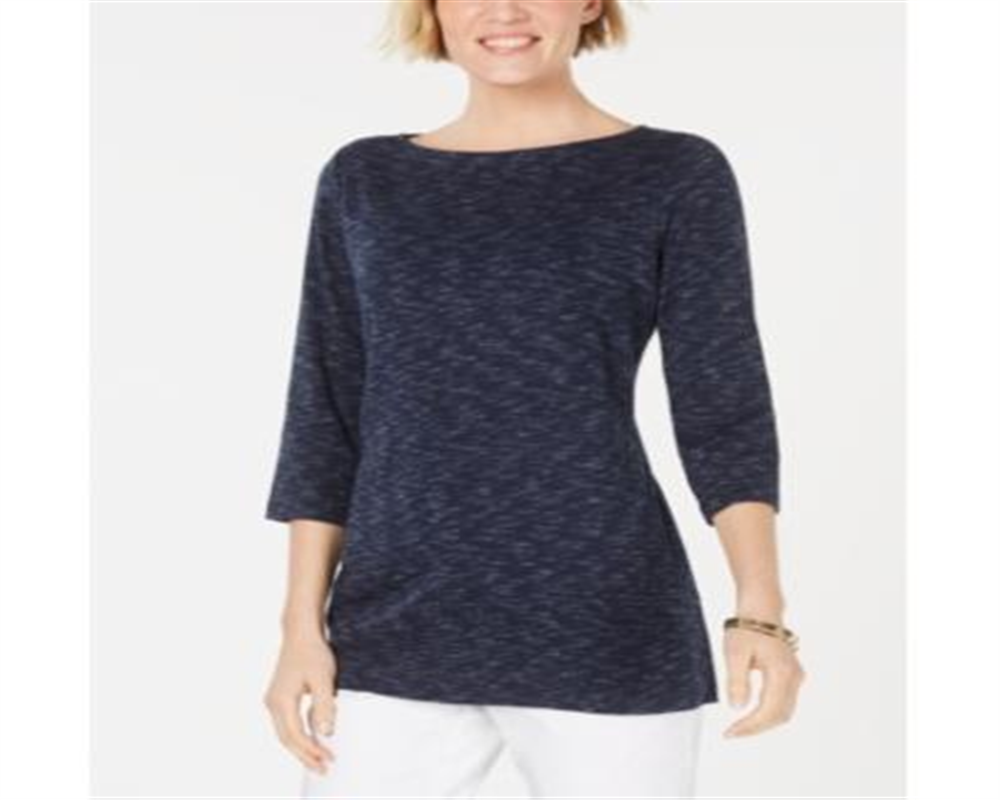 Karen Scott Blusa Feminina Gola Canoa Space Dyed Azul Tamanho XS