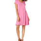 Vestido feminino estilo &amp; co, manga curta, corte A, rosa, tamanho PP