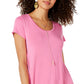 Vestido feminino estilo &amp; co, manga curta, corte A, rosa, tamanho PP