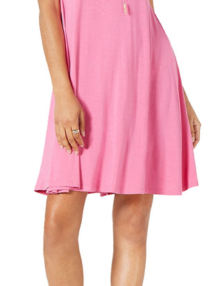 Vestido feminino estilo &amp; co, manga curta, corte A, rosa, tamanho PP