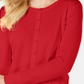 Cardigan feminino de manga comprida com botões na frente, vermelho, tamanho XX-G