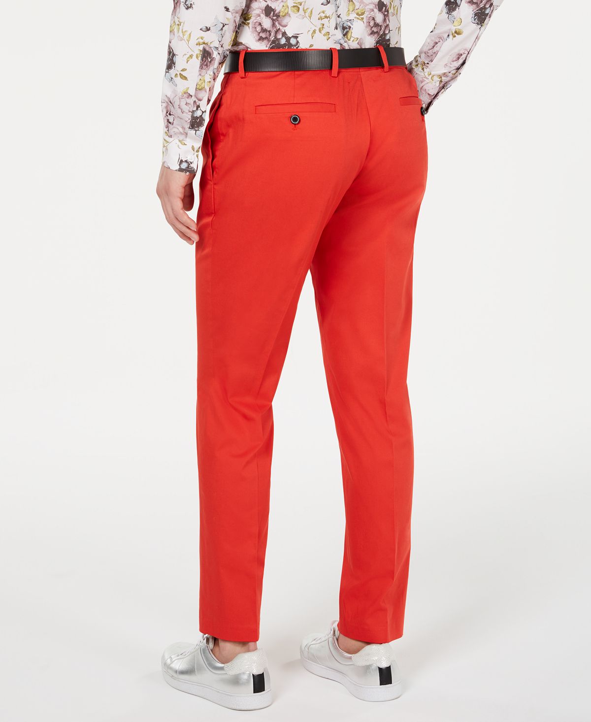 Calça masculina Milan Slim Fit, frente lisa, perna reta, vermelha, tamanho 32x32, da INC International Concepts