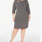 Vestido feminino com estampa geométrica e recorte no pescoço, zigue-zague, preto, tamanho 2X da INC International Concepts