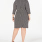 Vestido feminino com estampa geométrica e recorte no pescoço, zigue-zague, preto, tamanho 2X da INC International Concepts