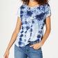 Blusa feminina com estampa floral e tie-dye estilo &amp; co, azul, tamanho pequeno