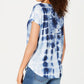 Blusa feminina com estampa floral e tie-dye estilo &amp; co, azul, tamanho pequeno