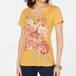 Blusa feminina com decote em V e estampa floral estilo &amp; co, amarela, tamanho médio