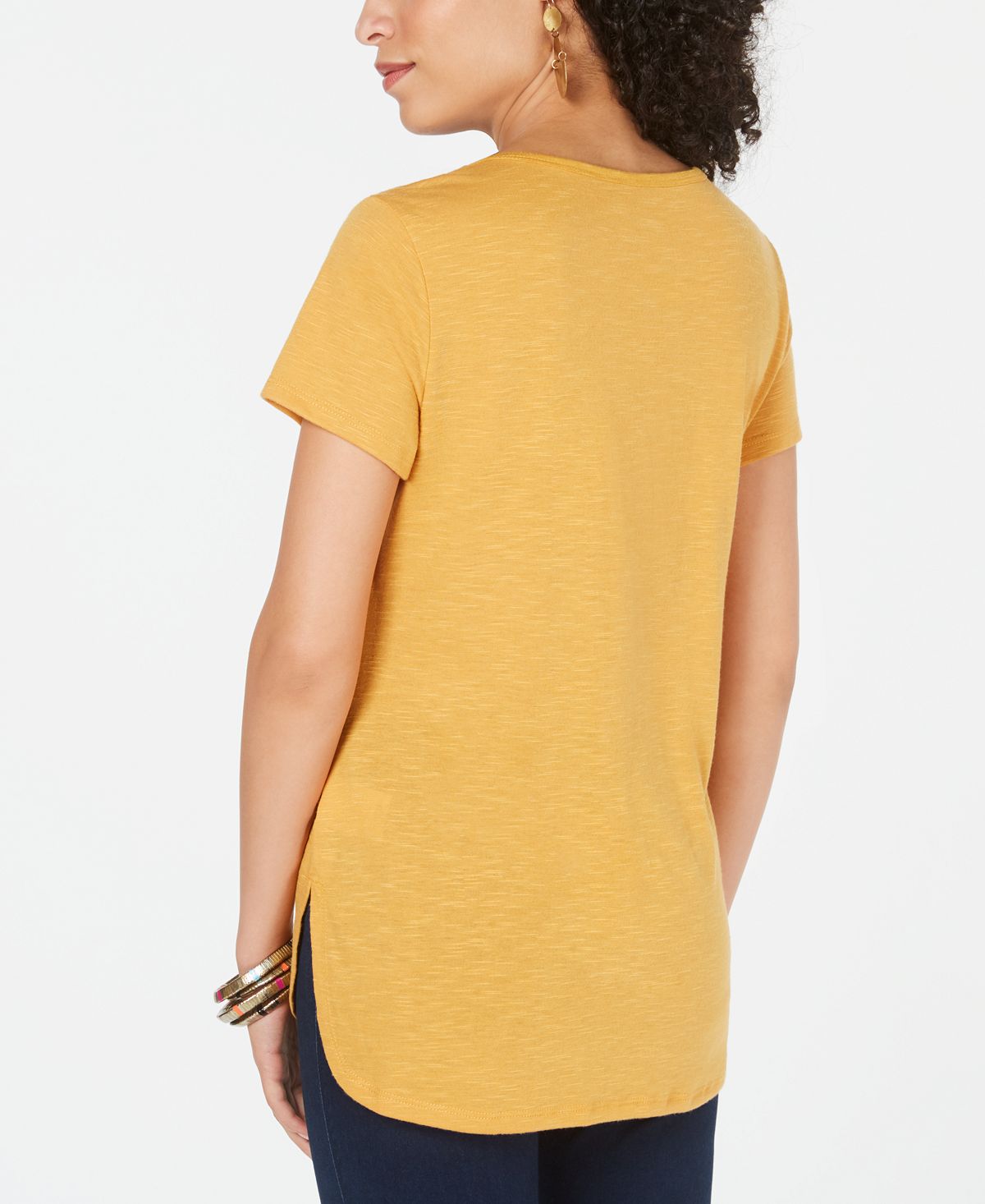 Blusa feminina com decote em V e estampa floral estilo &amp; co, amarela, tamanho médio