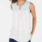 Regata feminina sem mangas estampada estilo &amp; co, branca, tamanho grande