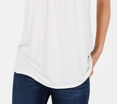 Regata feminina sem mangas estampada estilo &amp; co, branca, tamanho grande