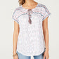 Top feminino estilo camponês com cadarço, branco, tamanho pequeno