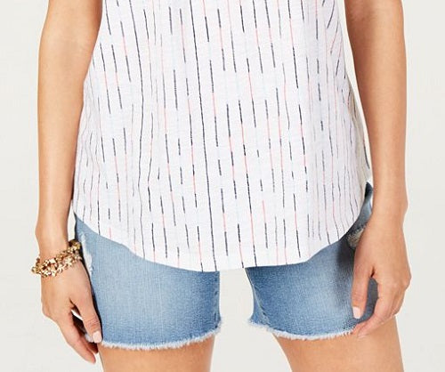 Top feminino estilo camponês com cadarço, branco, tamanho pequeno