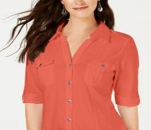 Camisa utilitária feminina Style &amp; Co, vermelha, tamanho pequeno