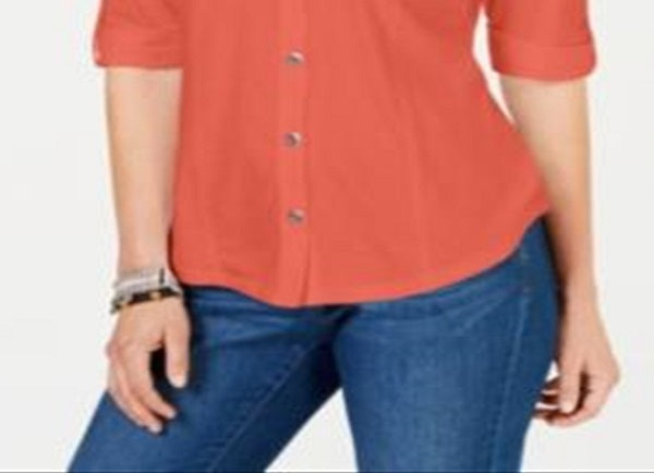 Camisa utilitária feminina Style &amp; Co, vermelha, tamanho pequeno