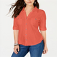 Camisa utilitária feminina Style &amp; Co, vermelha, tamanho pequeno
