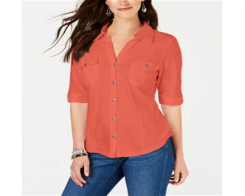 Camisa utilitária feminina Style &amp; Co, vermelha, tamanho pequeno
