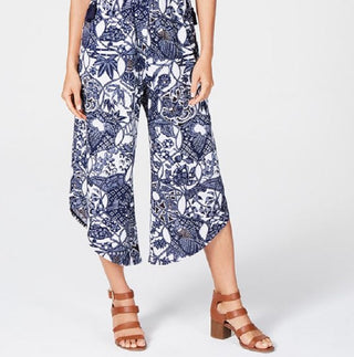 Macacão feminino estampado com cordão na cintura, tamanho grande, azul, estilo &amp; co