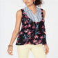 Blusa feminina estilo Hibiscus Mix Media tamanho médio
