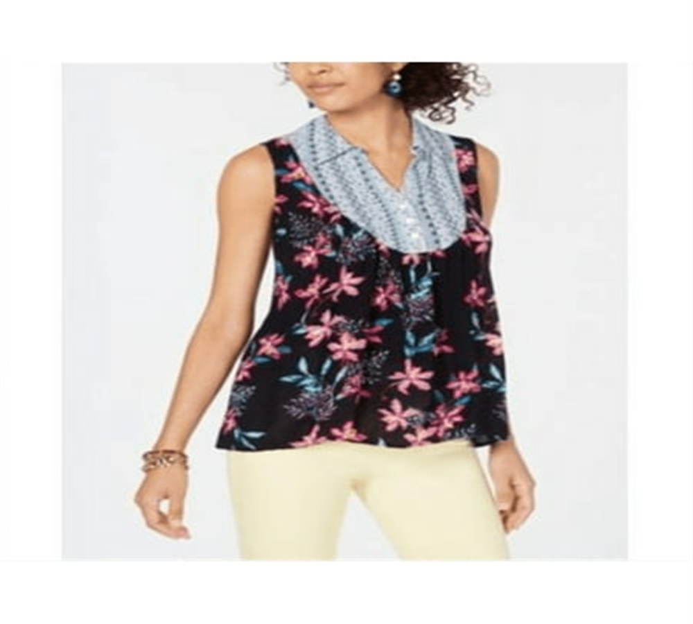 Blusa feminina estilo Hibiscus Mix Media tamanho médio