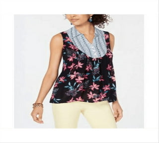 Blusa feminina estilo Hibiscus Mix Media tamanho médio