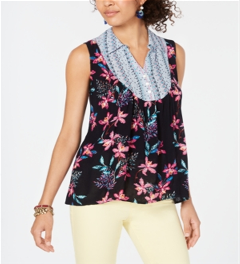 Blusa feminina estilo Hibiscus Mix Media tamanho médio