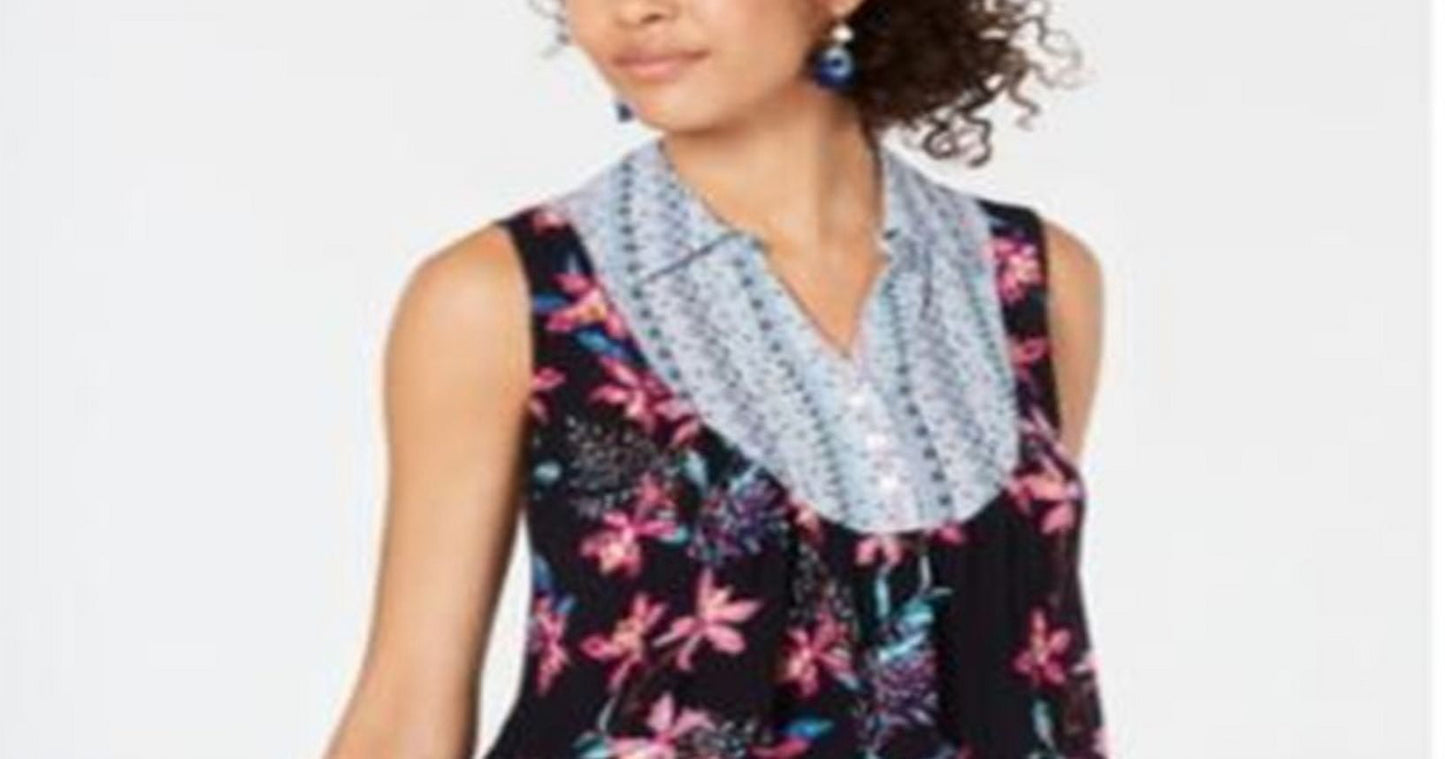 Blusa feminina estilo Hibiscus Mix Media tamanho médio