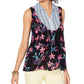 Blusa feminina estilo Hibiscus Mix Media tamanho médio