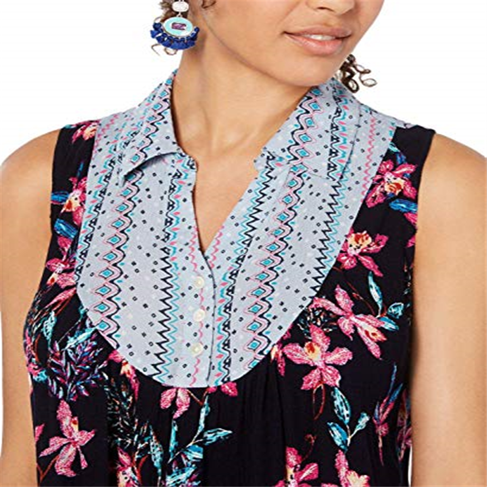 Blusa feminina estilo Hibiscus Mix Media tamanho médio