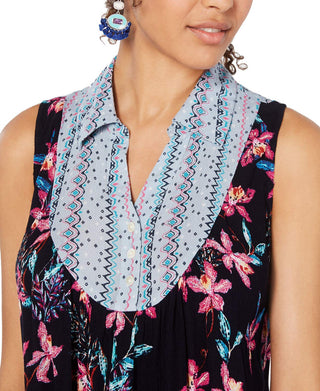 Blusa feminina estilo Hibiscus Mix Media tamanho médio