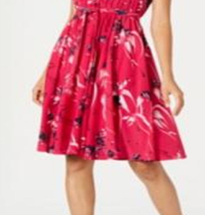 Vestido-camisa feminino estampado com mangas franzidas Charter Club, rosa, tamanho 12