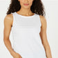Regata feminina de algodão texturizado Charter Club, branca, tamanho pequeno