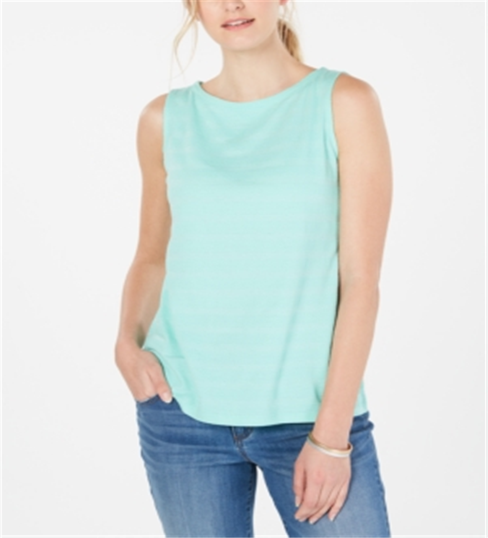 Regata feminina de algodão texturizado Charter Club, azul, tamanho grande