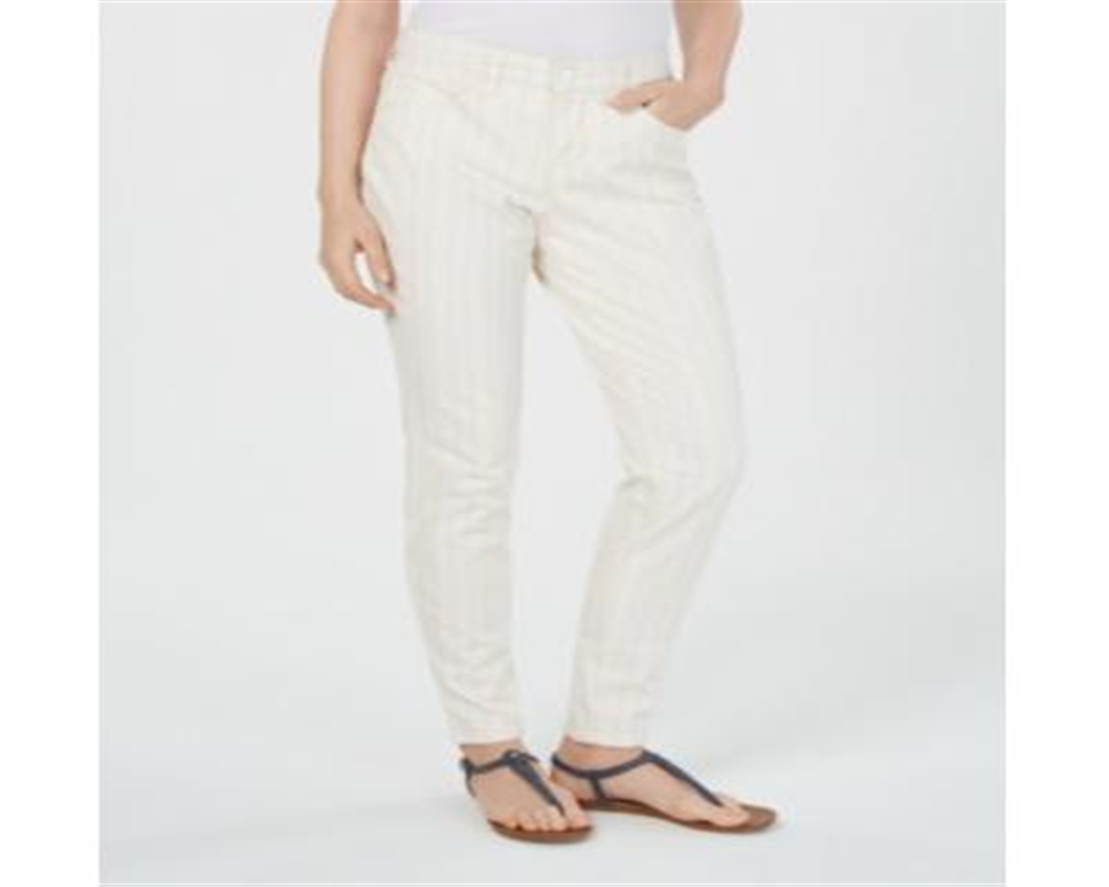 Calça listrada feminina Style &amp; Co - bege tamanho 8