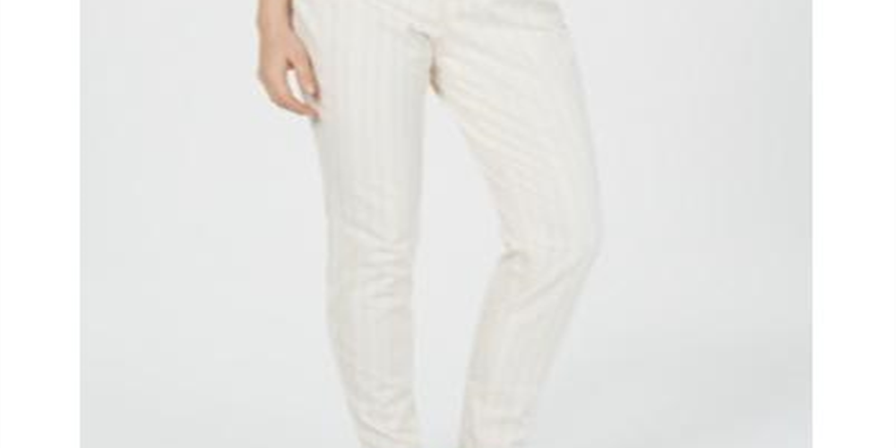 Calça listrada feminina Style &amp; Co - bege tamanho 8