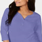 Karen Scott Top Henley Feminino de Algodão Roxo Tamanho Médio