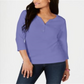 Karen Scott Top Henley Feminino de Algodão Roxo Tamanho Médio