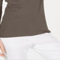 Blusa feminina Karen Scott de algodão com manga 3/4, marrom, tamanho X-S