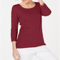 Blusa feminina Karen Scott de algodão com manga 3/4, vermelha, tamanho grande