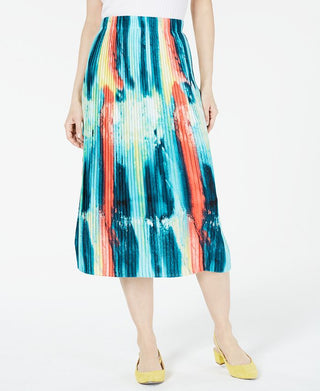 Saia MIDI Alfani Feminina Prega Faca Azul Tamanho P