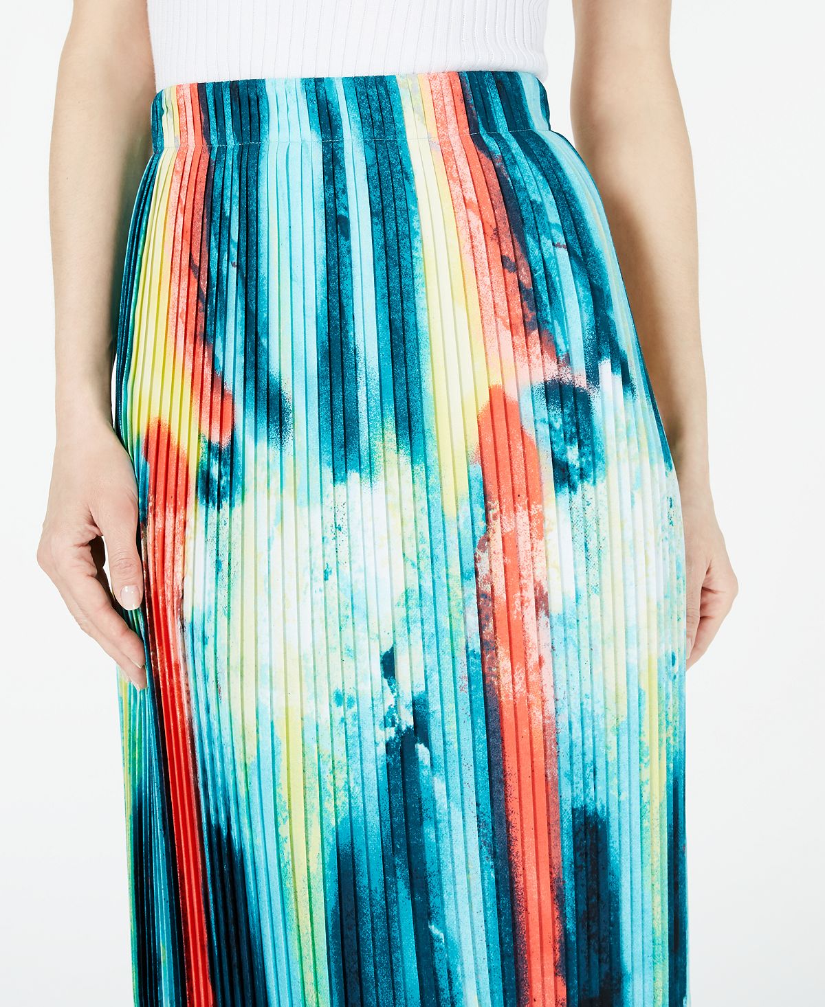 Saia MIDI Alfani Feminina Prega Faca Azul Tamanho P