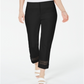Calça feminina Alfani Cropped com detalhe de renda, preta, tamanho 10, pequena