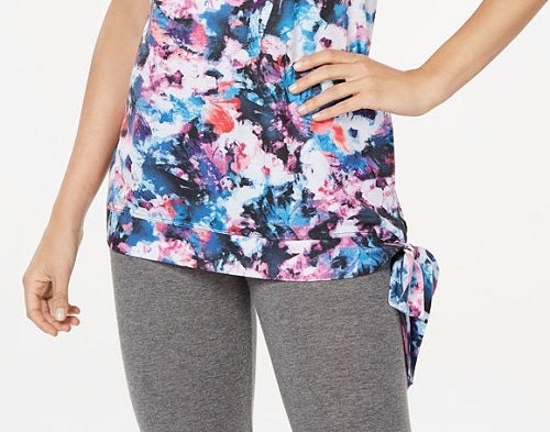 Ideology Regata feminina sem mangas com tie-dye lateral e decote redondo, azul, tamanho extrapequeno