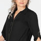 JM Collection Top feminino com botões e acabamento em caviar, preto, tamanho XX-G