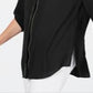 JM Collection Top feminino com botões e acabamento em caviar, preto, tamanho XX-G